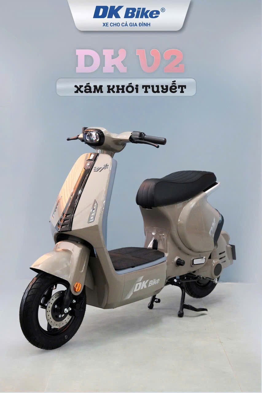 Xe máy điện DK V2 màu xám khói tuyết