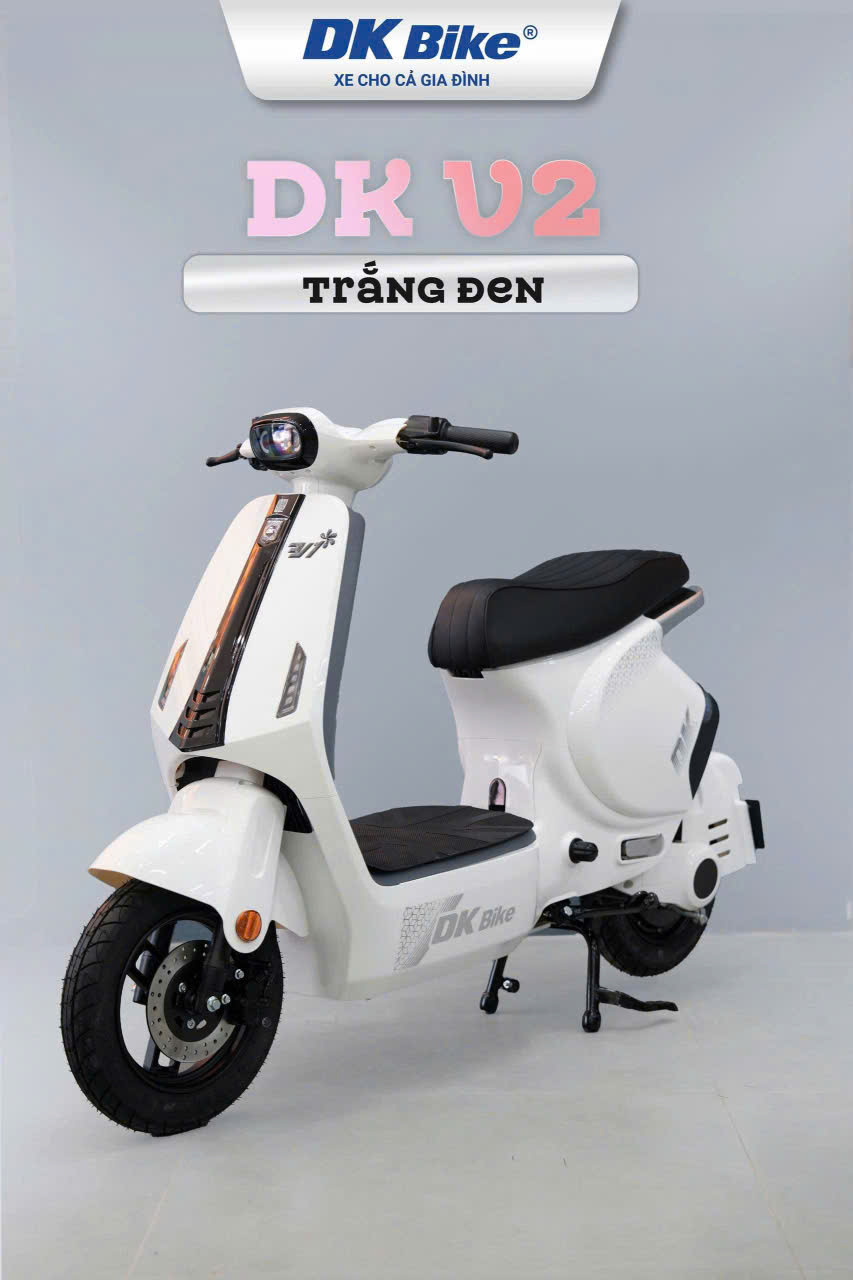 Xe máy điện DK V2 màu trắng đen